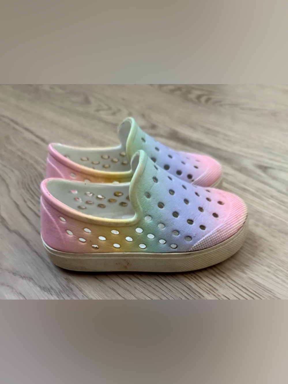 *Play Condition* Toddler Girl Slip On Rainbow Shoes